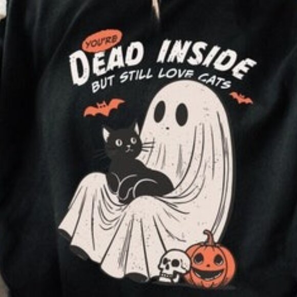 Funny Cat Shirt, Dead Inside But Still Love Cats Halloween Shirt - Picture 2 of 4